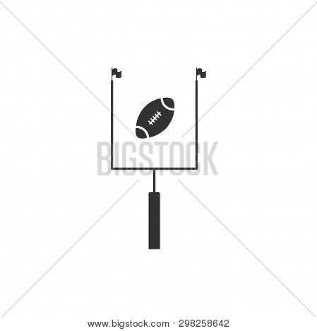 American Football With Goal Post Icon Isolated. Flat Design. Vector Illustration