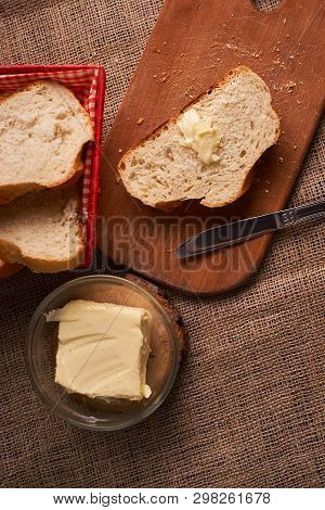 Breads And Butter Concept Of Teasty Home Food Close Up On Table