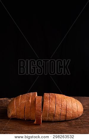 Breads Concept Of Teasty Home Food Close Up On Wooden Background