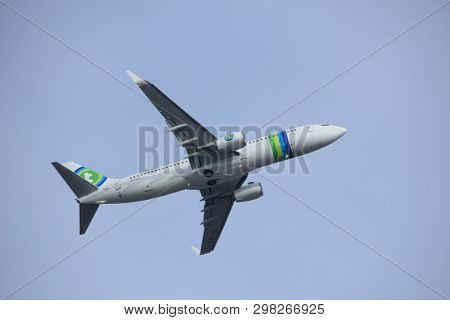 Amsterdam The Netherlands - March 4th, 2018: Ph-hsg Transavia Boeing 737-800 Takeoff From Aalsmeerba