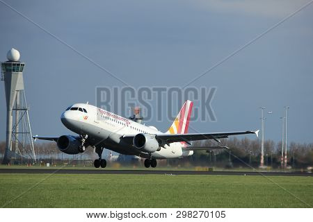 Amsterdam The Netherlands - April 7th, 2017: D-akno Germanwings Airbus A319 Takeoff From Polderbaan 