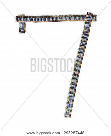 Letter Of Jeans Alphabet 7 Isolated On White Background, Clipping Paths