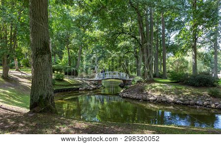 Palanga Botanical Park Pond In Summer Midday