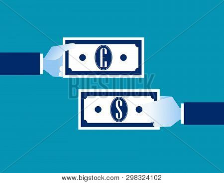 Exchanging Currency. Concept Business Vector Illustration. Flat Design.