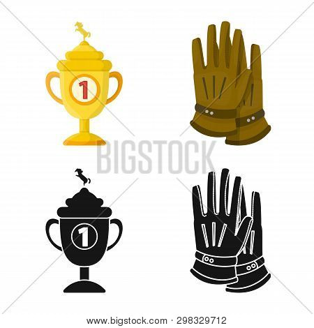 Vector Illustration Of Equipment And Riding Icon. Set Of Equipment And Competition Vector Icon For S