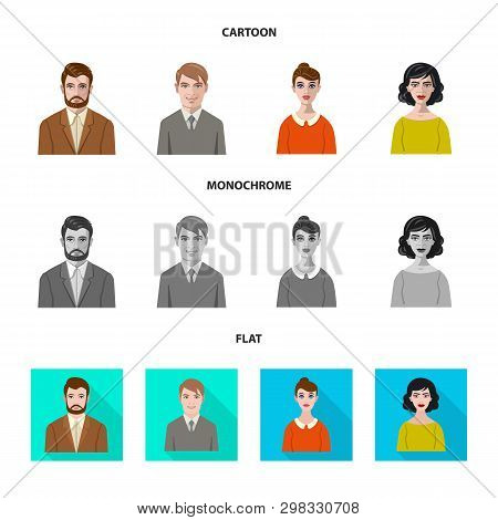 Vector Illustration Of Hairstyle And Profession  Icon. Set Of Hairstyle And Character  Stock Vector 