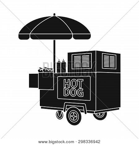 Vector Illustration Of Cart And Umbrella Sign. Set Of Cart And Mobile Vector Icon For Stock.