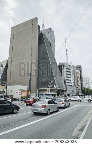 Sao Paulo Sp, Brazil - March 01, 2019: Building At Paulista Avenue Of Centro Cultural Fiesp - Ciesp,
