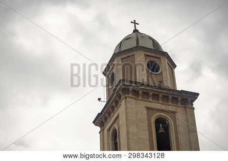 Bell Tower Of The Colonial Church Of Iza, An Old Town In The Andean Mountains Of Central Colombia, C