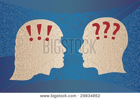 Profili di capi uomo e donna con le menti di contrasto