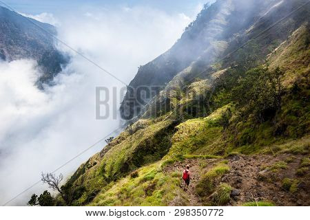 Descent Into Crater Of Rinjani Volcano - Lombok, Indonesia
