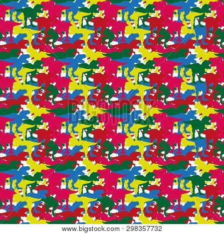 Color Silhouette Tyrex Pattern Vector Illustration, Pattern