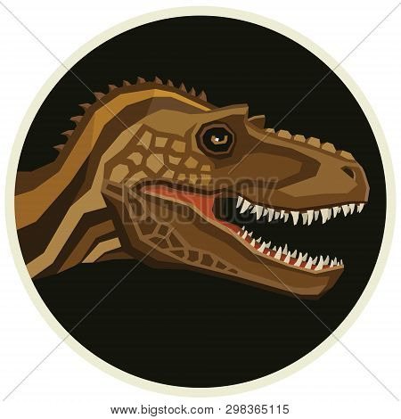 Gorgosaurus Dinosaurs Collection  Vector Illustration Round Frame Set