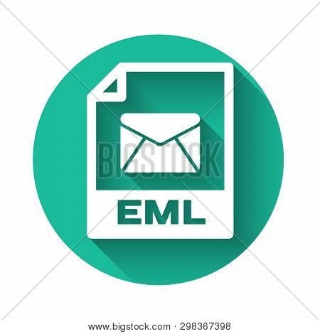 White Eml File Document Icon. Download Eml Button Icon Isolated With Long Shadow. Eml File Symbol. G