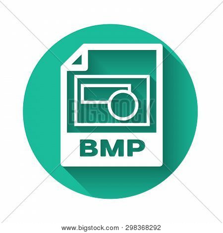 White Bmp File Document Icon. Download Bmp Button Icon Isolated With Long Shadow. Bmp File Symbol. G