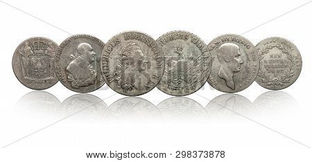 Germany German Silver Coins Thaler Prussia Isolated On White Background