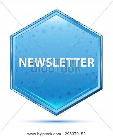 Newsletter Isolated On Crystal Blue Hexagon Button