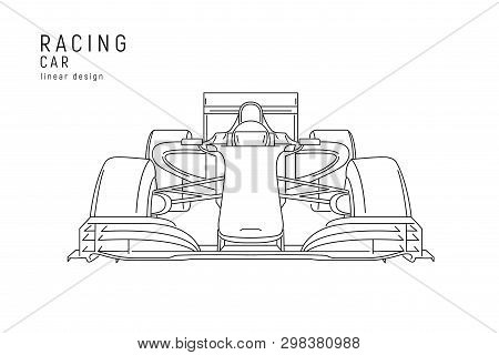 Racing Car Linear Illustration With Racer Inside
