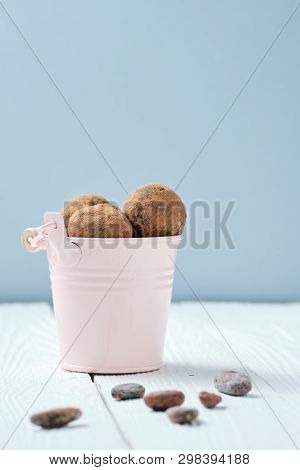 Sweet Chocolate Balls In Bucket For Rawfoodist