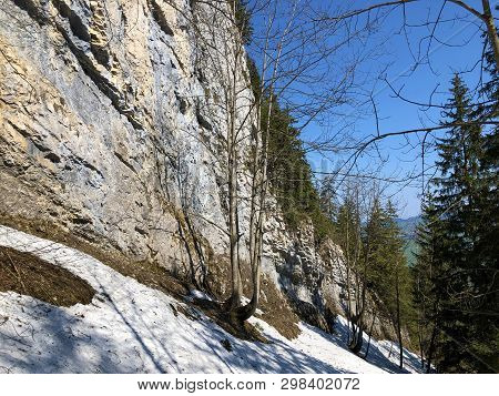 Äscher Cliff Or Äscher-felsen (aescher-felsen Or Ascher-felsen) In The Alpstein Mountain Range And I