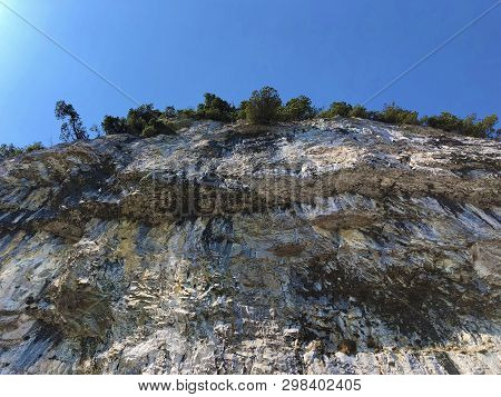 Äscher Cliff Or Äscher-felsen (aescher-felsen Or Ascher-felsen) In The Alpstein Mountain Range And I