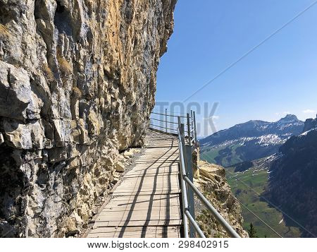 Äscher Cliff Or Äscher-felsen (aescher-felsen Or Ascher-felsen) In The Alpstein Mountain Range And I