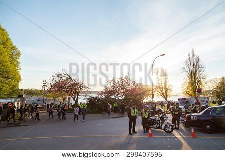Vancouver, Bc, Canada - Apr 20, 2019: Vancouver Police Officers Patrolling The Crowd At The 420 Fest