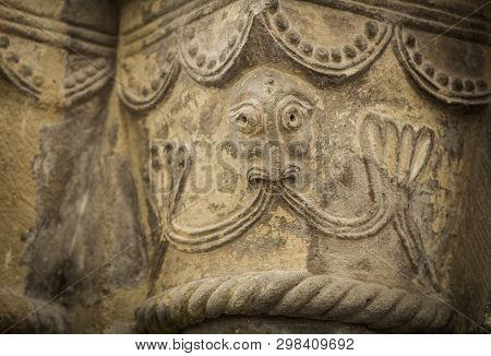 Great Givendale, Yorkshire, Uk, 25th March 2019, A Stone Carving Inside Great Givendale Church On Th