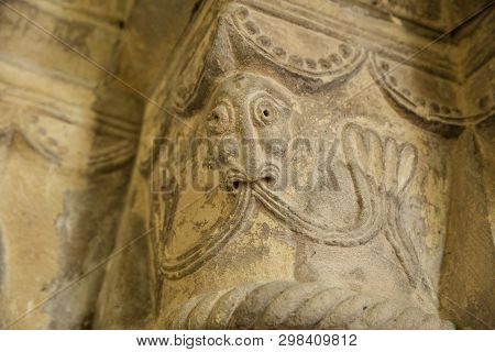 Great Givendale, Yorkshire, Uk, 25th March 2019,a  Stone Carving Inside Great Givendale Church On Th