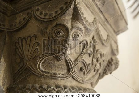 Great Givendale, Yorkshire, Uk, 25th March 2019, A Stone Carving Inside Great Givendale Church On Th