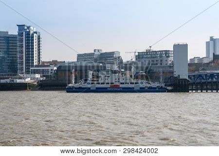London, Uk - 15 April 2018: Dame Vera Lynn Is The Free Woolwich Ferry Across The Thames In London