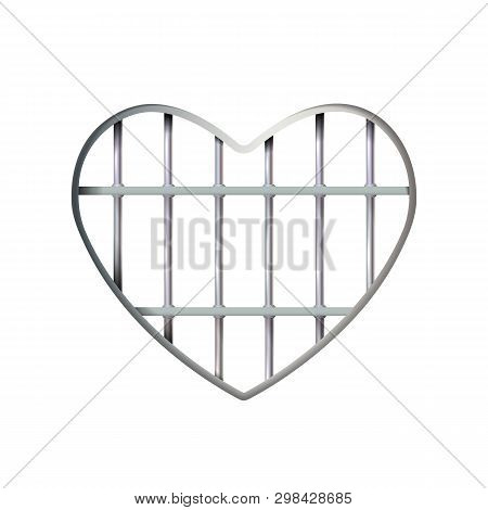 Heart Realistic Prison Iron Interior. Jail Cell Modern With Bars. Lattice. Detention Centre Cell Met