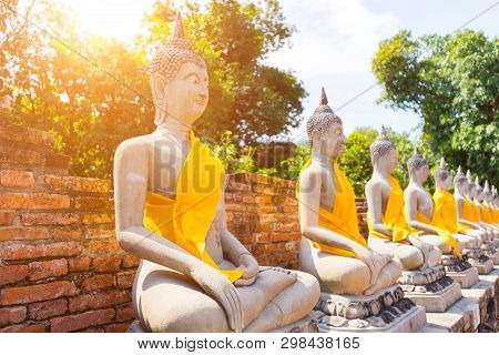 Ayutthaya Historical Park Covers The Ruins Of The Old City Of Ayutthaya, Wat Yai Chai Mongkon. Ayutt