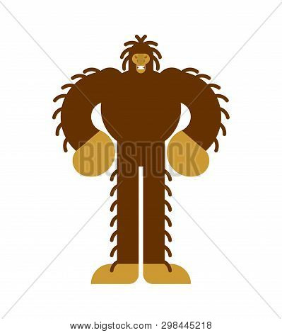 Bigfoot Isolated. Wild Yeti. Abominable Snowman. Vector Big Foot