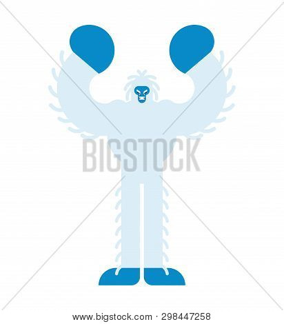 Yeti Isolated. Bigfoot Wild. Abominable Snowman. Vector Big Foot