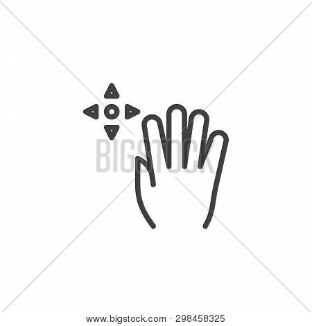 4x Drag Flick Line Icon. Hand Click Linear Style Sign For Mobile Concept And Web Design. Four Finger