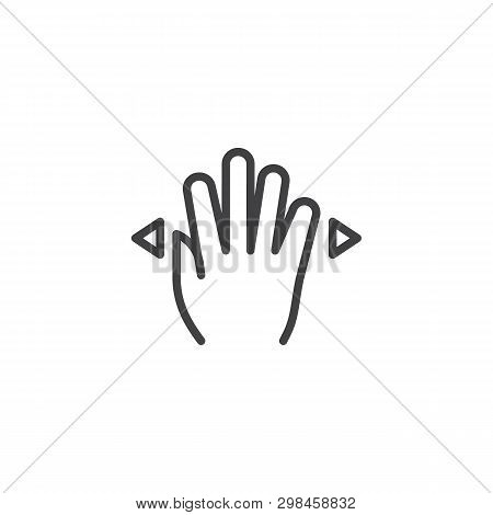 4x Spread Line Icon. Swipe Left And Right Hand Click Linear Style Sign For Mobile Concept And Web De