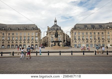 Bordeaux, France - September 9, 2018:  Place De La Bourse, Bordeaux, France