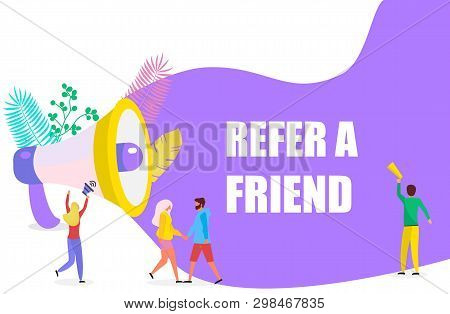 Group Of People Shouting On Megaphone With Attention Please Word Vector Concept. It Can Be Used For 