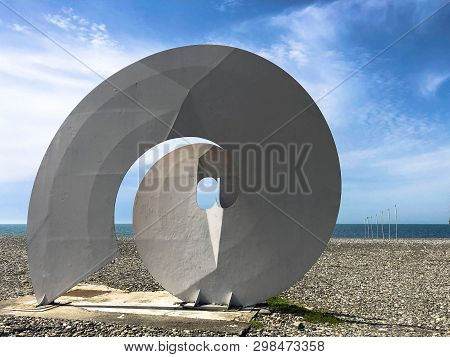 Abstract Statues, Small Architectural Forms Of A Spiral, Forms Of Bekonechnosti On Batumi Primorsky 