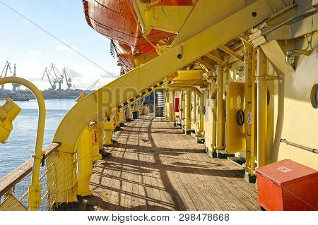 St. Petersburg, Russia-october 25, 2018: View Of The Lifeboats On The Krasin Icebreaker