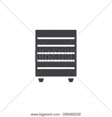 Chest Of Drawers Vector Icon. Filled Flat Sign For Mobile Concept And Web Design. Bedside Dresser, C