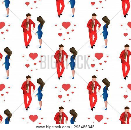 Love Couple Wedding Day Seamless Pattern Just Married Dating Celebrating Vector Illustration. Valent