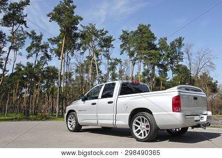 Kiev, Ukraine; April 10, 2015. Dodge Ram Srt-10 On The Forest Background. Editorial Photo.