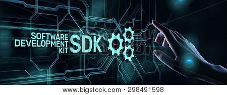 Sdk Software Development Kit Programming Language Technology Concept On Virtual Screen.