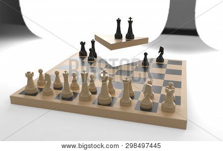 Chess Board Game Concept Of Business Ideas And Competition, Strategy Ideas Concept White Figures - B