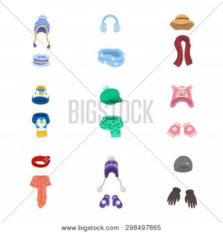 Vector Design Of Headwear  And Fashion  Logo. Collection Of Headwear  And Cold Vector Icon For Stock