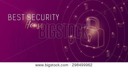 Security Digital Background With Lock Icon And Griphon