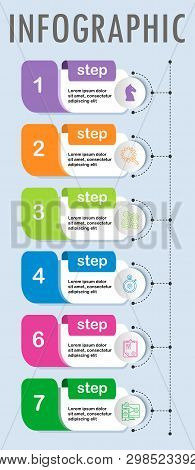 Thin Line Minimal Infographic Design Template With Icons And 7 Options Or Steps. Can Be Used For Pro
