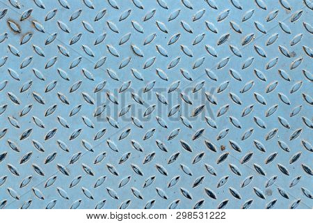 Worn Metallic Anti Skid Surface As Background, From Above